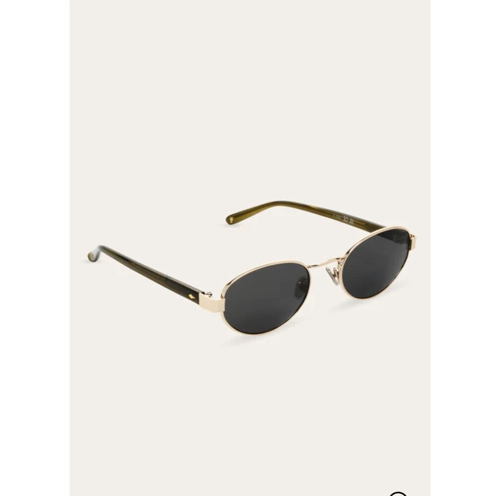 NWT FRYE Savannah Women’s Sunglasses in Olive Gold Slim Oval Metal Frame No Case